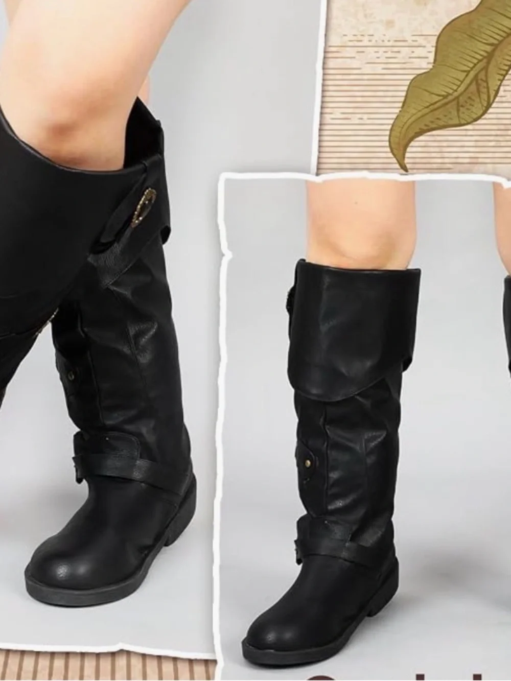 NWOB Cuffbow Men's Medieval Pirate Costume Boots - Black SZ11
